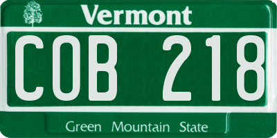 VT license plate COB218