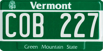 VT license plate COB227