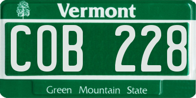 VT license plate COB228