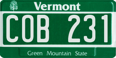 VT license plate COB231