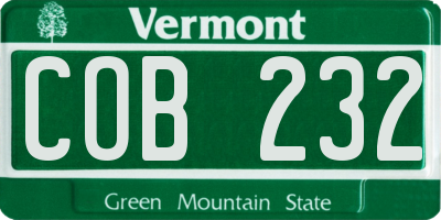 VT license plate COB232