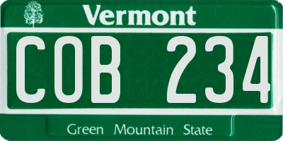 VT license plate COB234