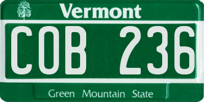 VT license plate COB236