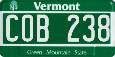 VT license plate COB238