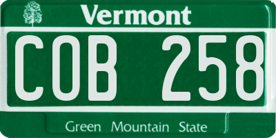 VT license plate COB258