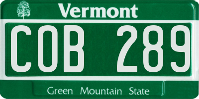VT license plate COB289