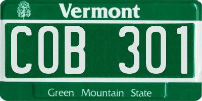 VT license plate COB301