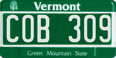 VT license plate COB309