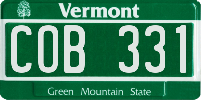VT license plate COB331