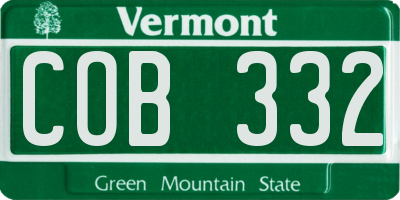 VT license plate COB332