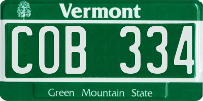 VT license plate COB334