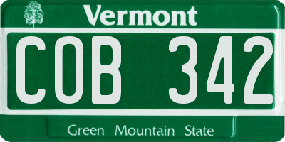 VT license plate COB342