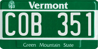 VT license plate COB351