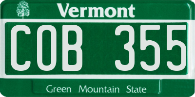 VT license plate COB355