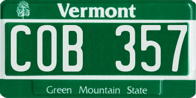 VT license plate COB357
