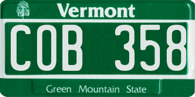 VT license plate COB358