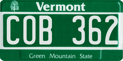 VT license plate COB362
