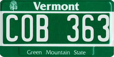 VT license plate COB363