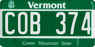 VT license plate COB374