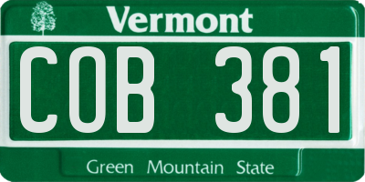 VT license plate COB381