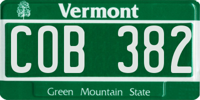VT license plate COB382
