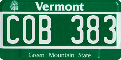 VT license plate COB383
