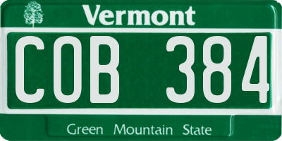 VT license plate COB384