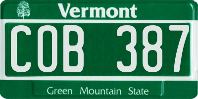 VT license plate COB387
