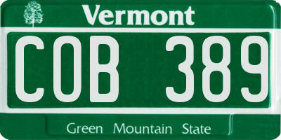 VT license plate COB389