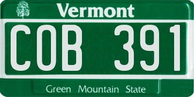 VT license plate COB391