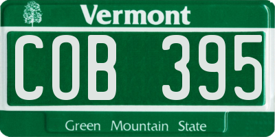 VT license plate COB395