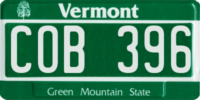 VT license plate COB396