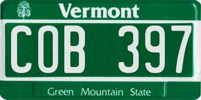 VT license plate COB397