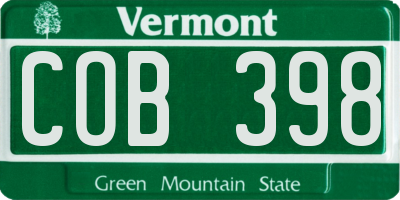 VT license plate COB398