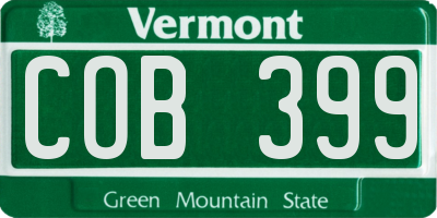 VT license plate COB399