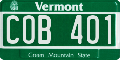 VT license plate COB401