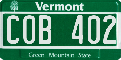VT license plate COB402