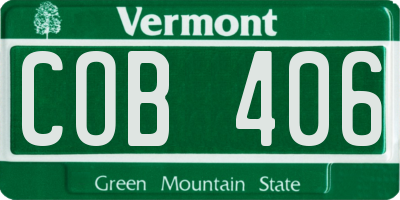 VT license plate COB406