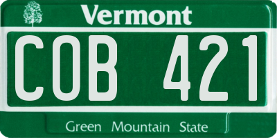 VT license plate COB421