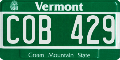 VT license plate COB429