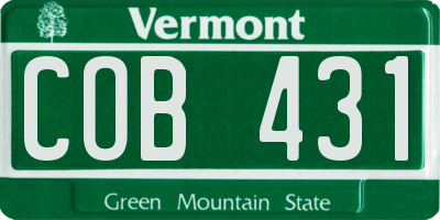 VT license plate COB431