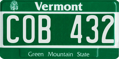 VT license plate COB432