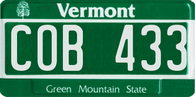 VT license plate COB433