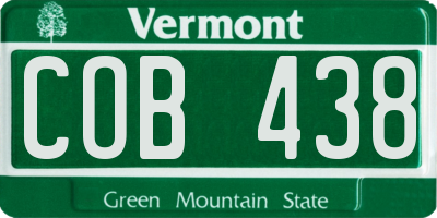 VT license plate COB438