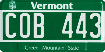 VT license plate COB443
