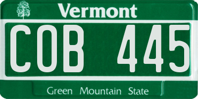 VT license plate COB445