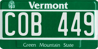 VT license plate COB449