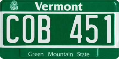 VT license plate COB451