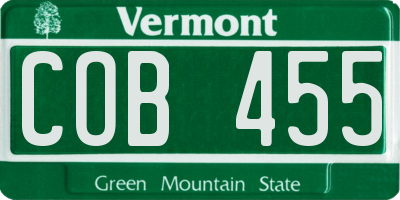 VT license plate COB455