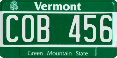 VT license plate COB456